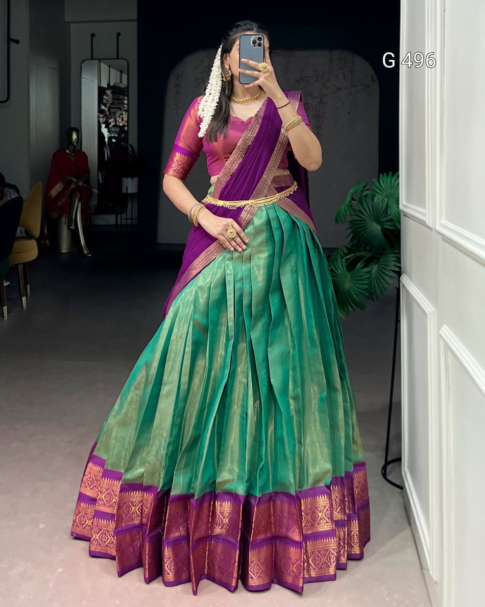 Elegant Kanchipuram Silk Lehenga with Traditional Appeal - G 496