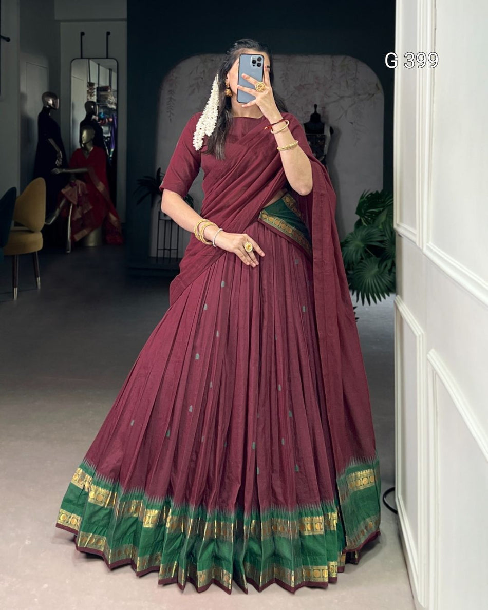 Pure Chanderi Lehenga with Zari Weaving Work – G 399