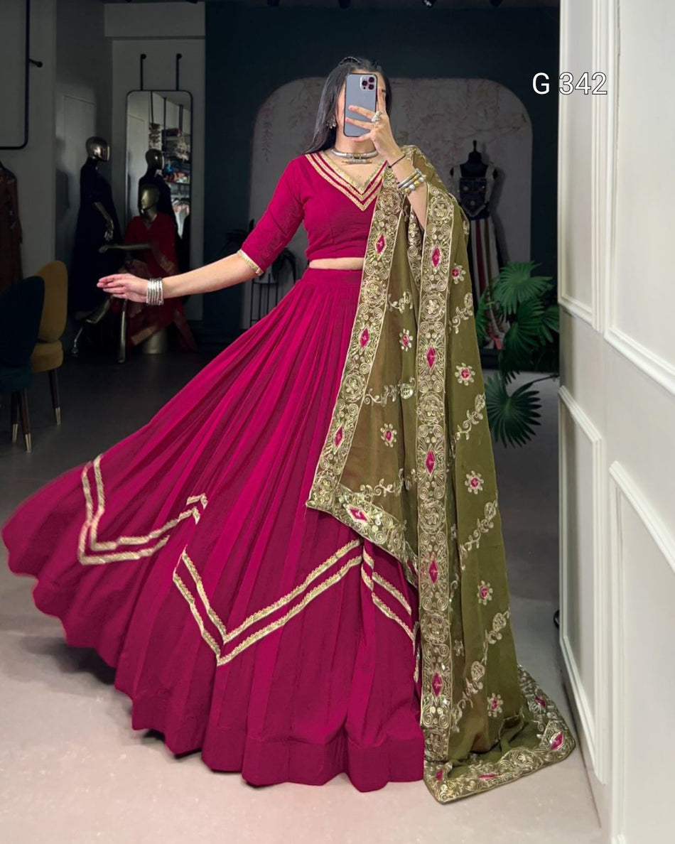 Pure Rayon Lehenga with Lace & Sequins Work - G 342