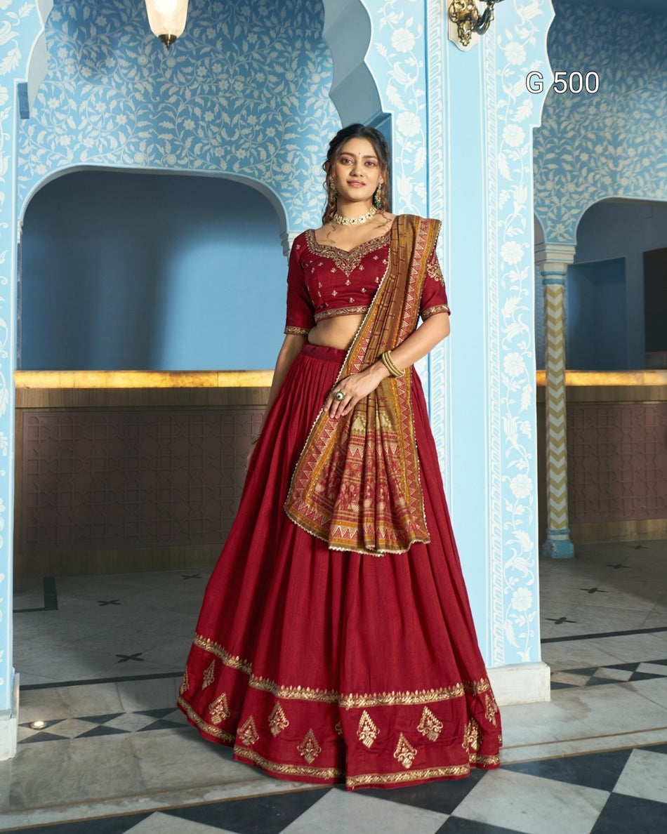 Graceful Vichitra Silk Lehenga for Special Occasions - G 500