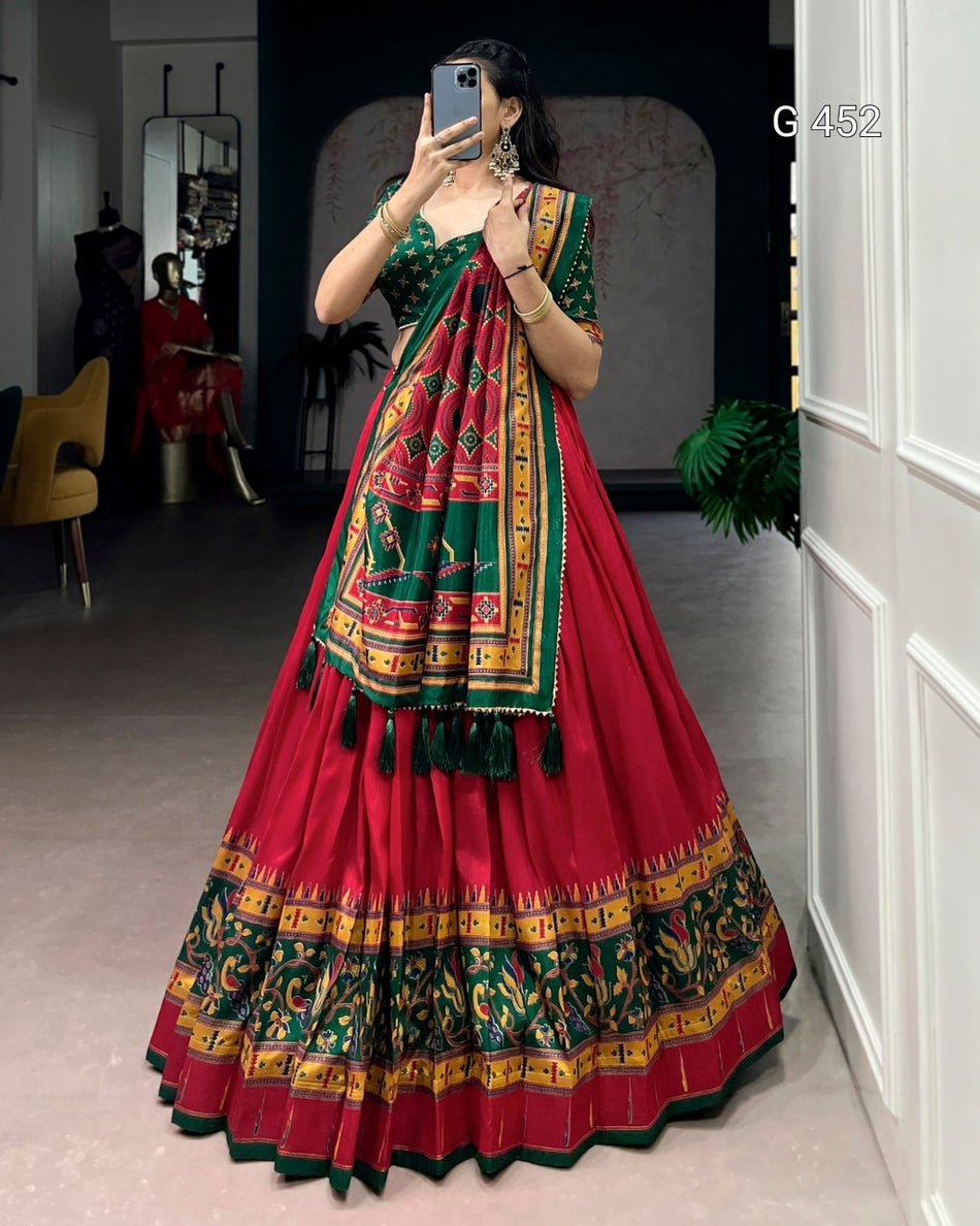 Designer Tasar Silk Lehenga Choli for Festive Style - G 452