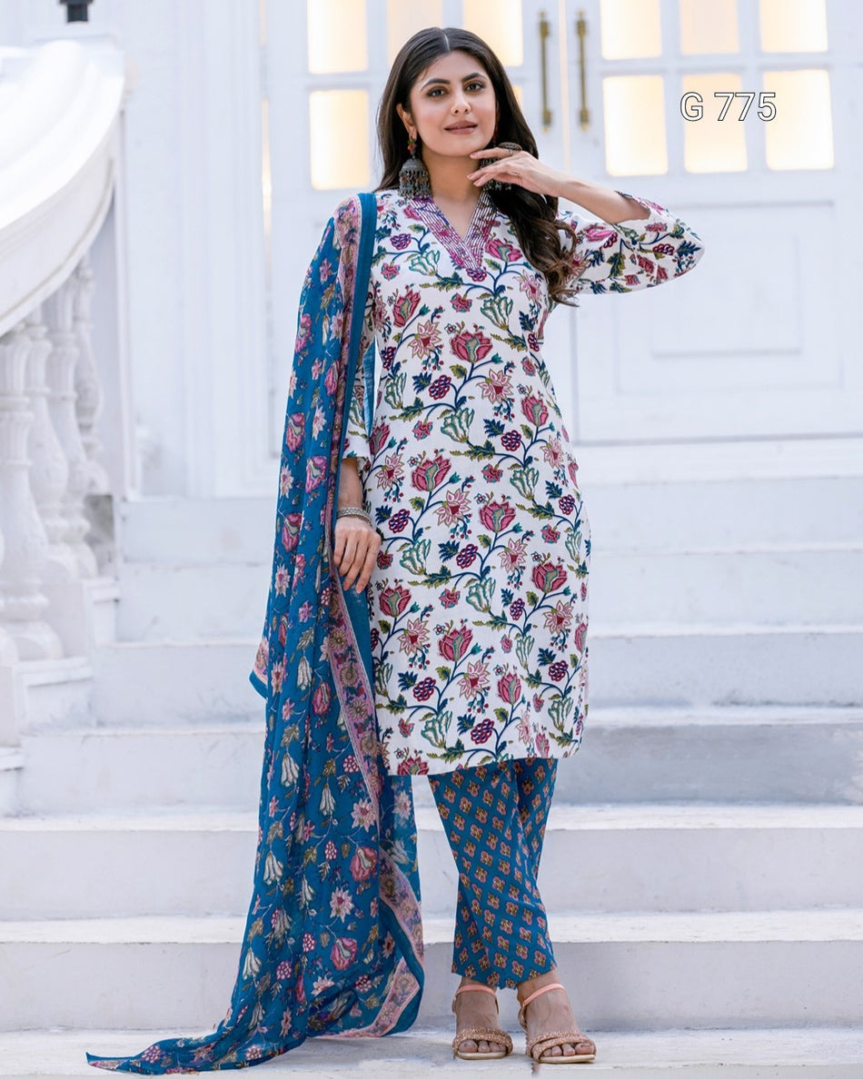 Trendy Rayon Kurti with Matching Printed Dupatta G 775