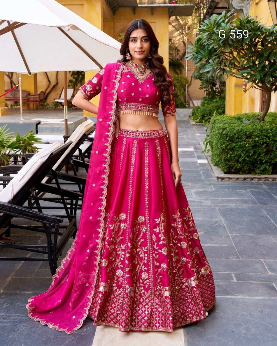 Designer Silk Lehenga with Elegant Pink Appeal - G 559