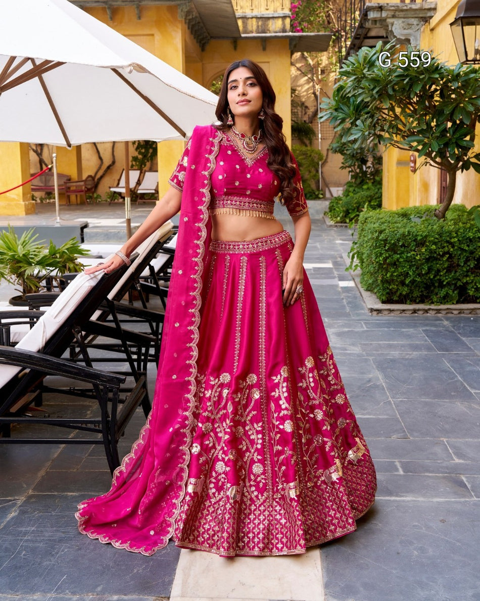 Designer Silk Lehenga with Elegant Pink Appeal - G 559