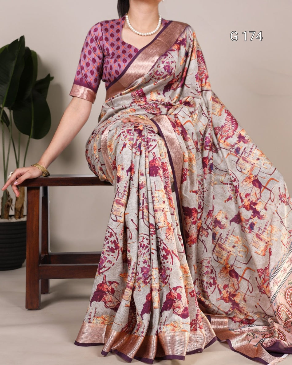 Tussar Silk Saree with Viscose Border – G 174