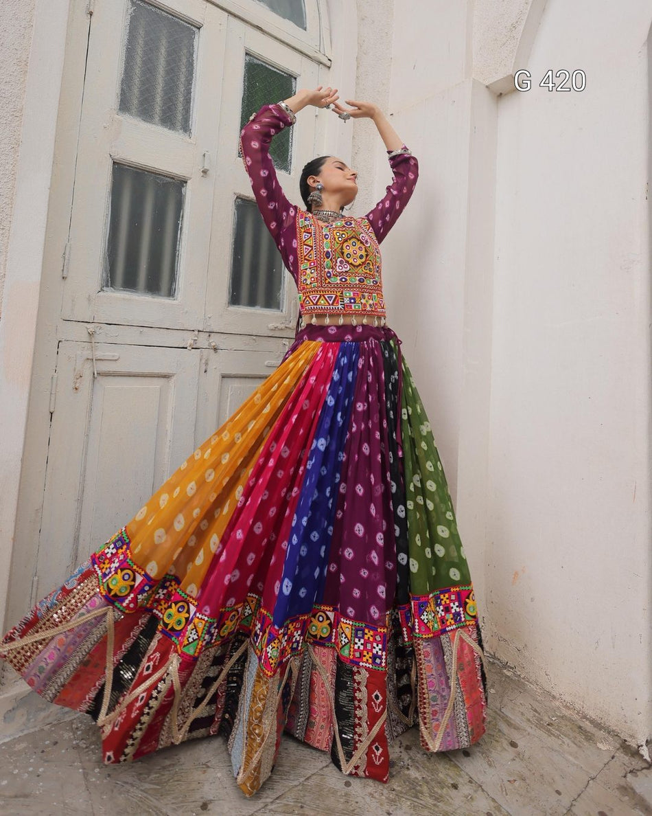Georgette Lehenga with Vintage Gamthi Embroidery – G 420 Multi
