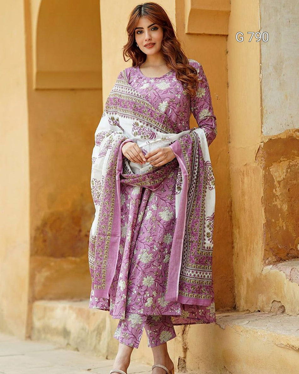 Stylish Printed Rayon Outfit with Ethnic Charm G 790