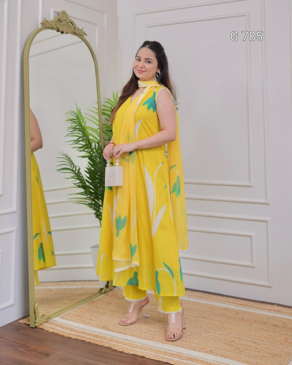 Rayon Printed Kurti Pant Dupatta Set Women G 785