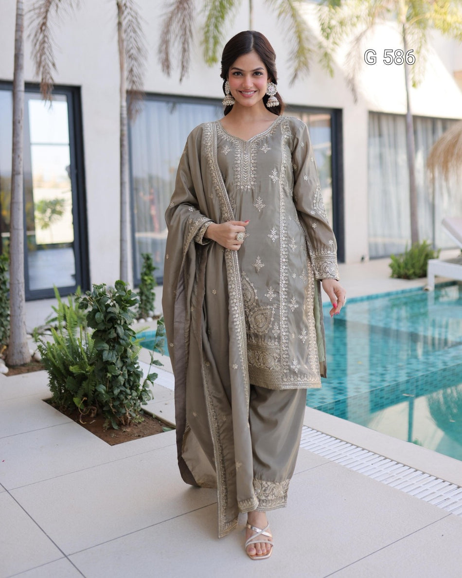 Graceful Festive Ensemble with Designer Detailing - G 586