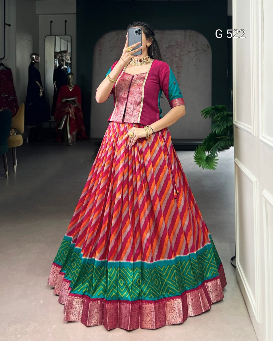 Elegant Tasar Silk Lehenga with Vichitra Zari Blouse - G 522