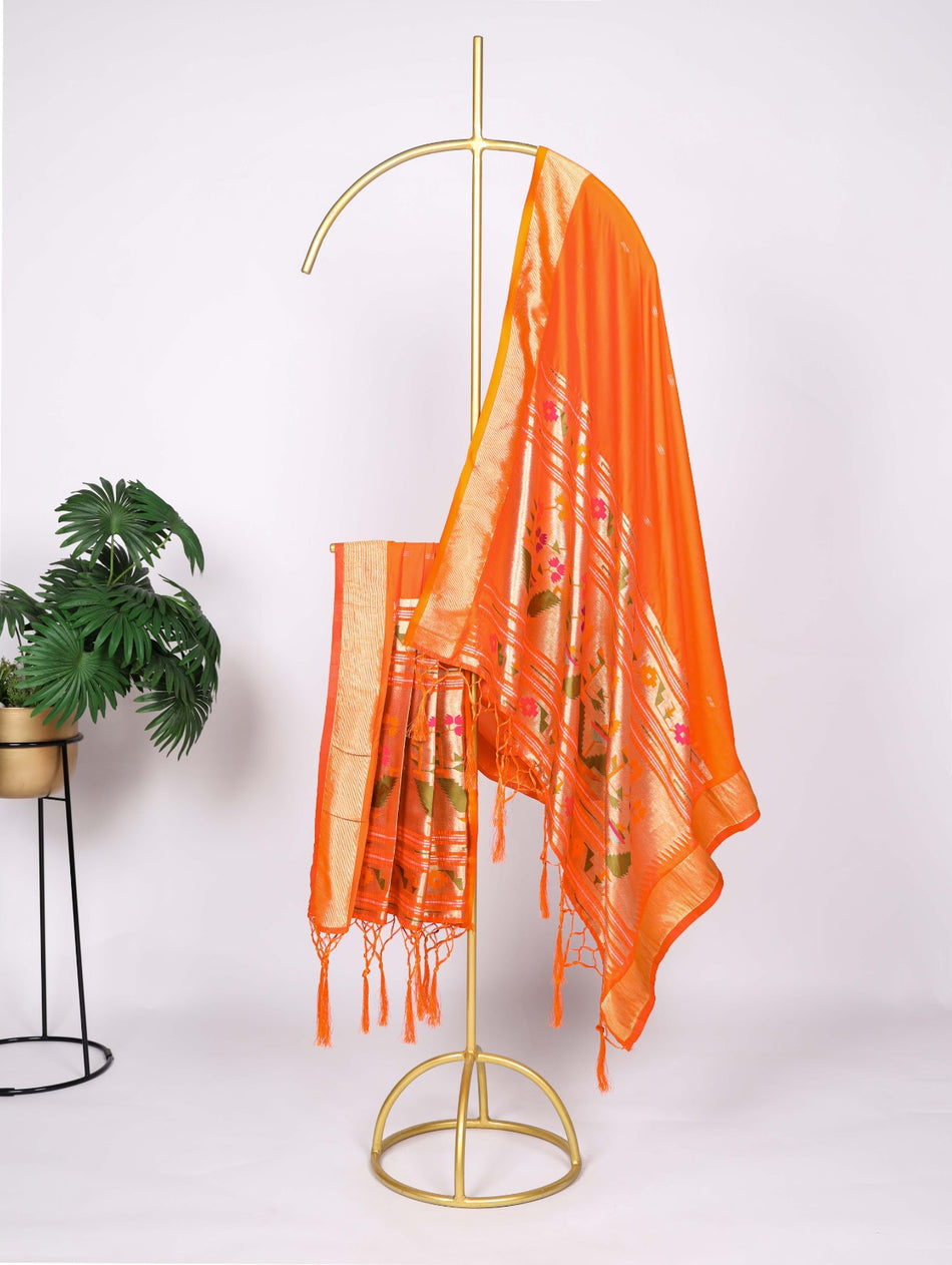 Jacquard Pathani Dupatta with Zari Weaving Work and Tassels – 2.5 Meter