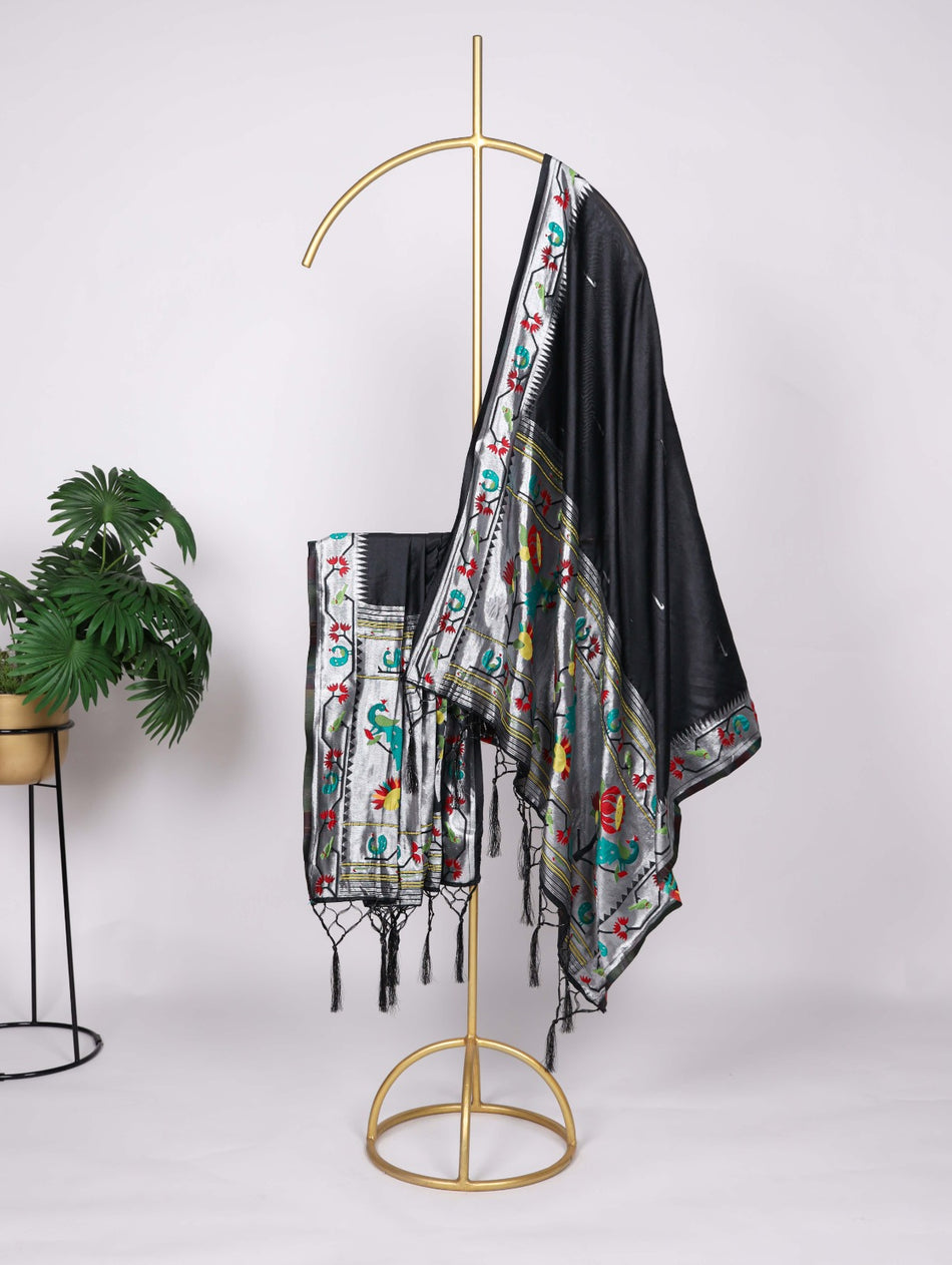 Jacquard Pathani Dupatta with Zari Weaving Work and Tassels – 2.5 Meter