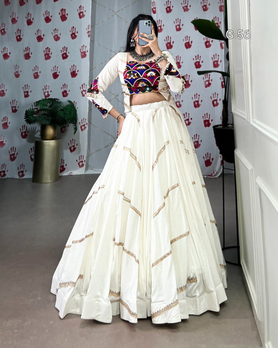 Pure Rayon Lehenga with Sequins Lace Touch Up – G 56 White