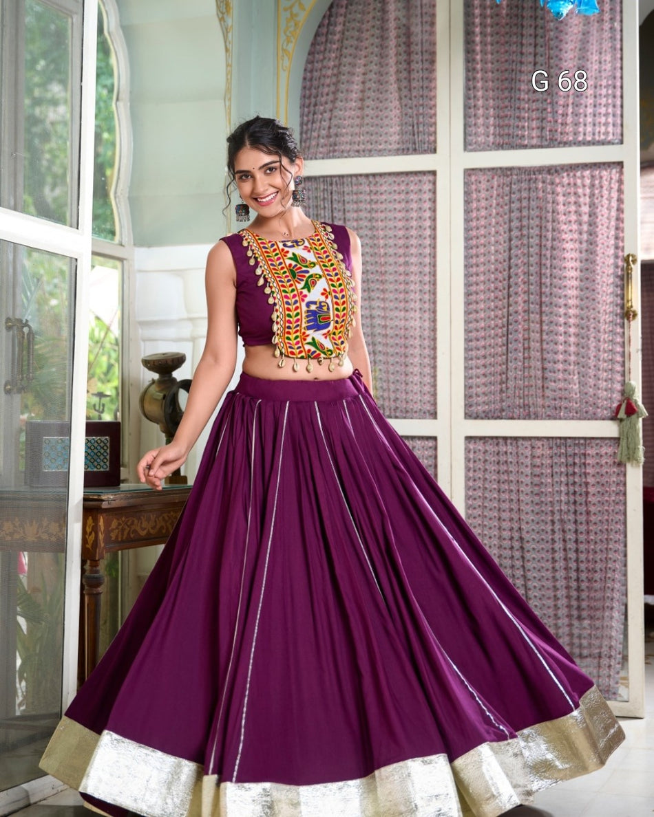Rayon Lehenga with Lace Border & Gota Patti Touch Up – G 68 Wine