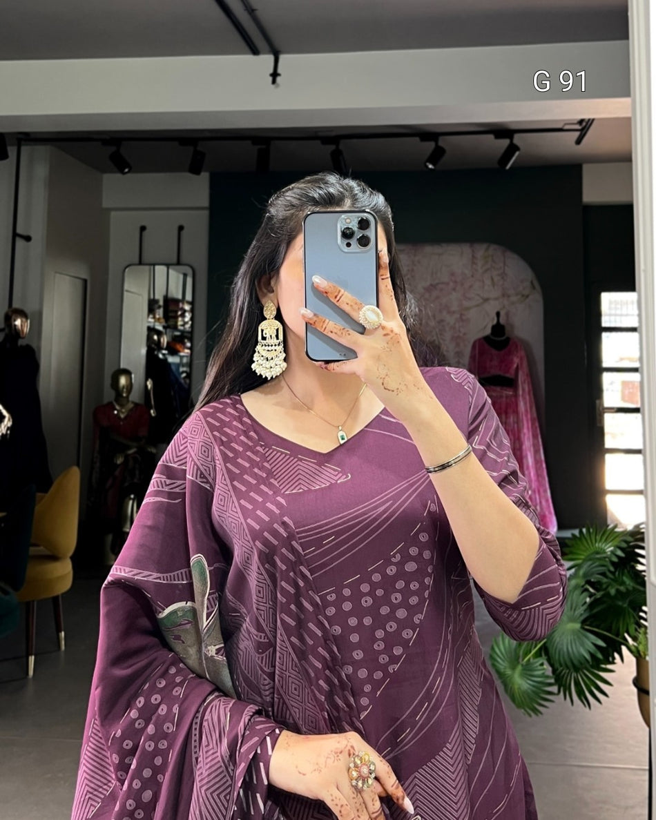 Roman Silk Top with Floral Print & Beads Handwork – G 91 Wine