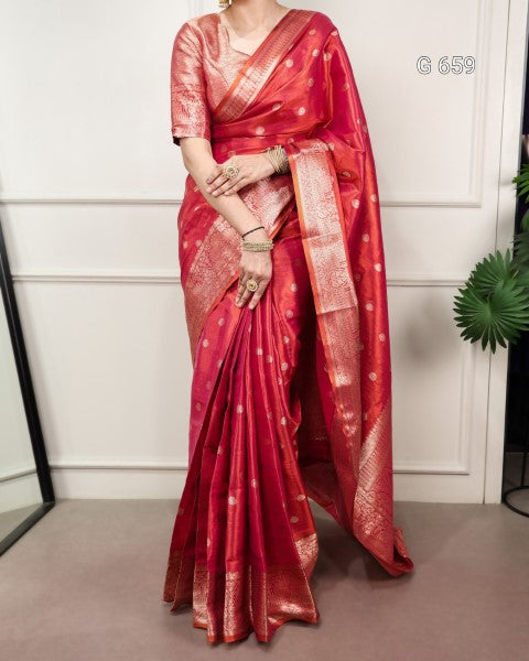 Luxurious Dual Shade Saree with Elegant Appeal G 659