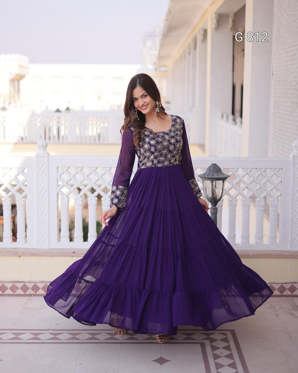 Readymade Ethnic Gown with Elegant Embellishments G 812