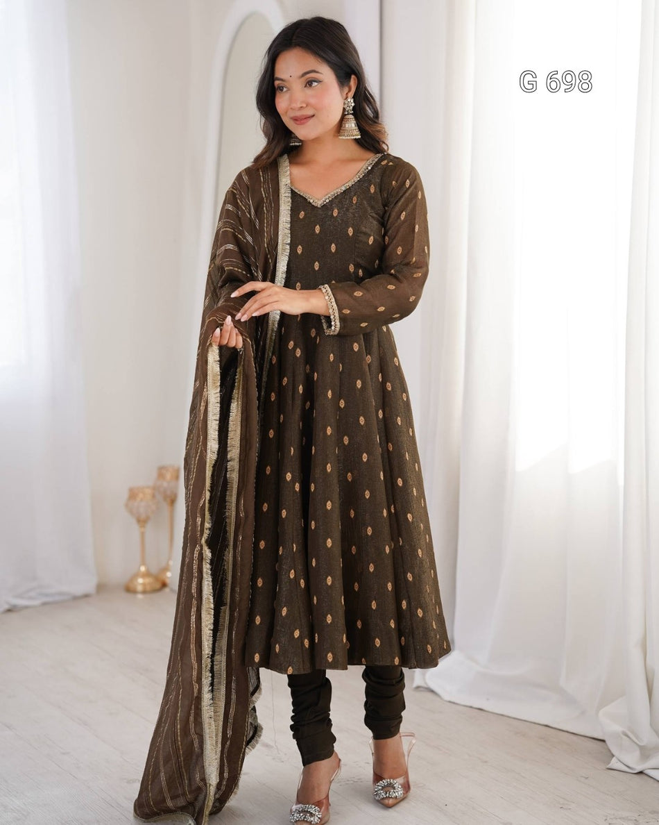 Graceful Three Piece Anarkali for Special Occasions G 698