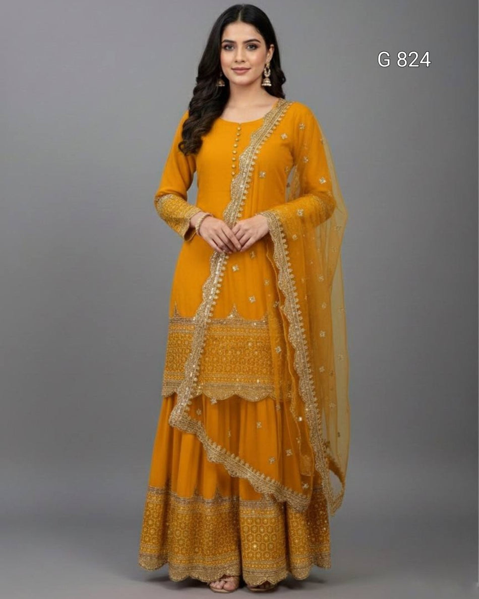 Designer Sharara Set with Sequence Embroidery G 824