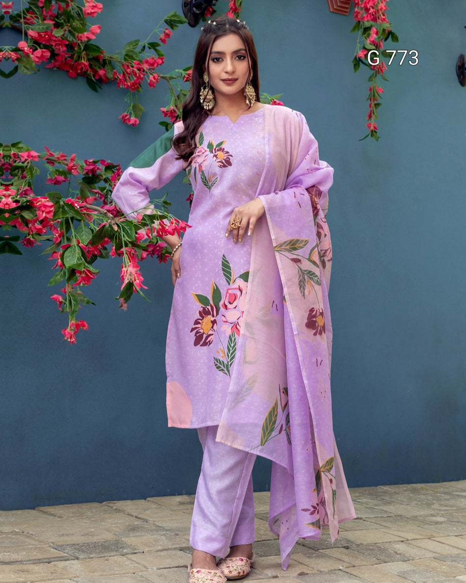 Premium Printed Kurti Pant Dupatta Collection G 773