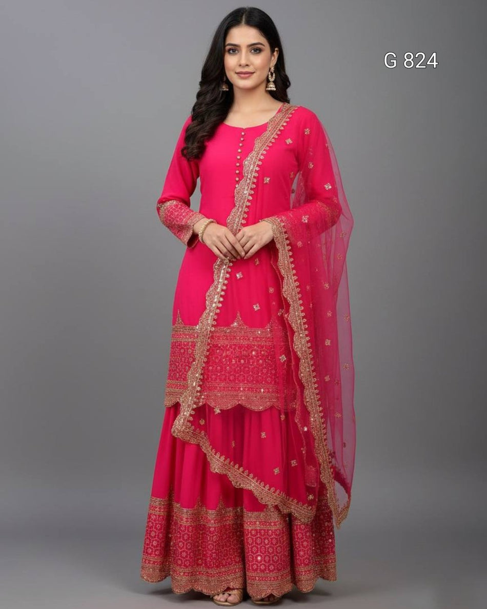 Designer Sharara Set with Sequence Embroidery G 824