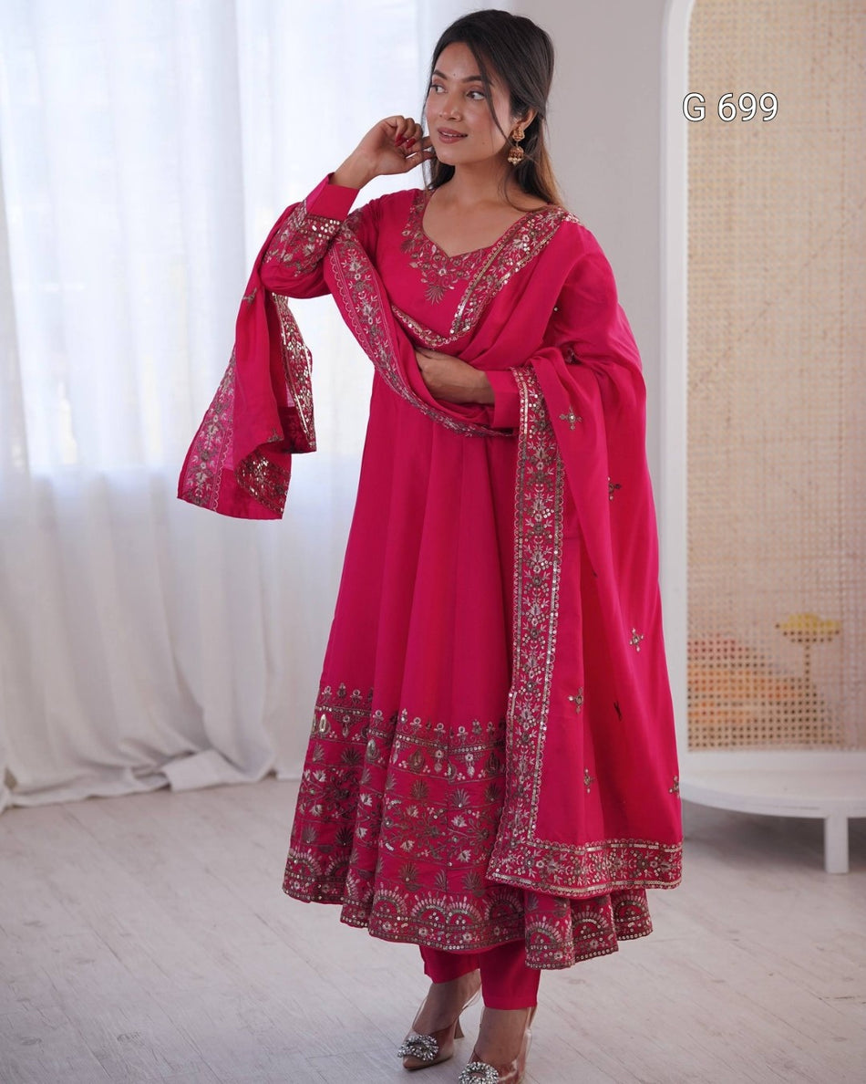 Premium Sequence Work Anarkali with Festive Glamourn G 699