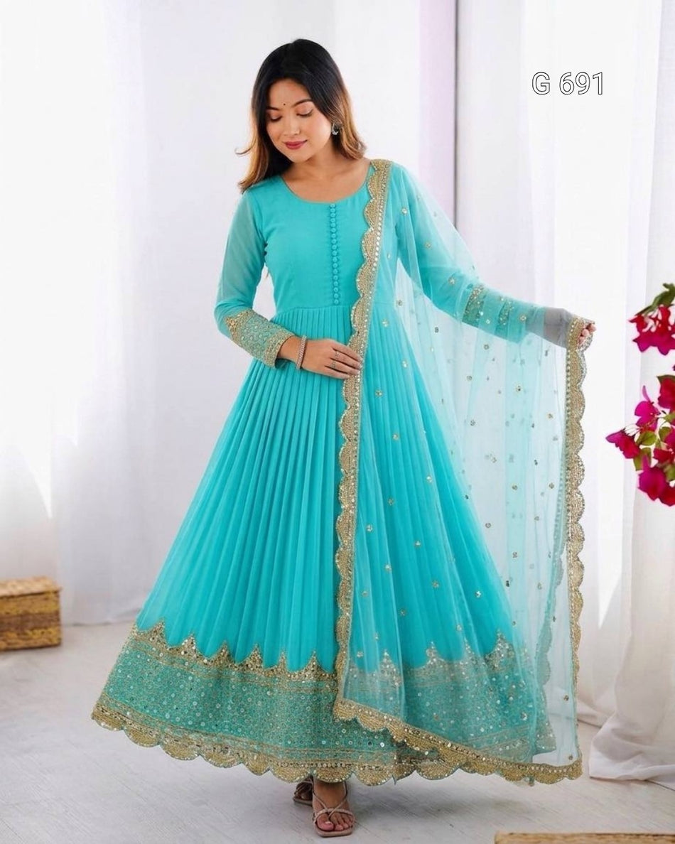 Luxurious Sequence Work Anarkali with Ethnic Charm - G 691