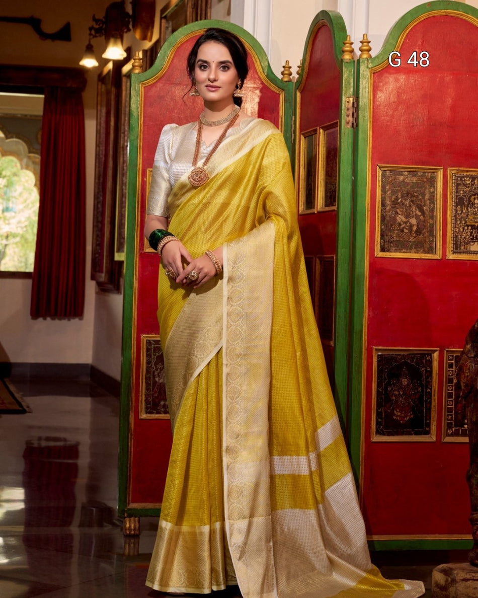 Jacquard Chex Saree with Zari Weaving Work – G 48