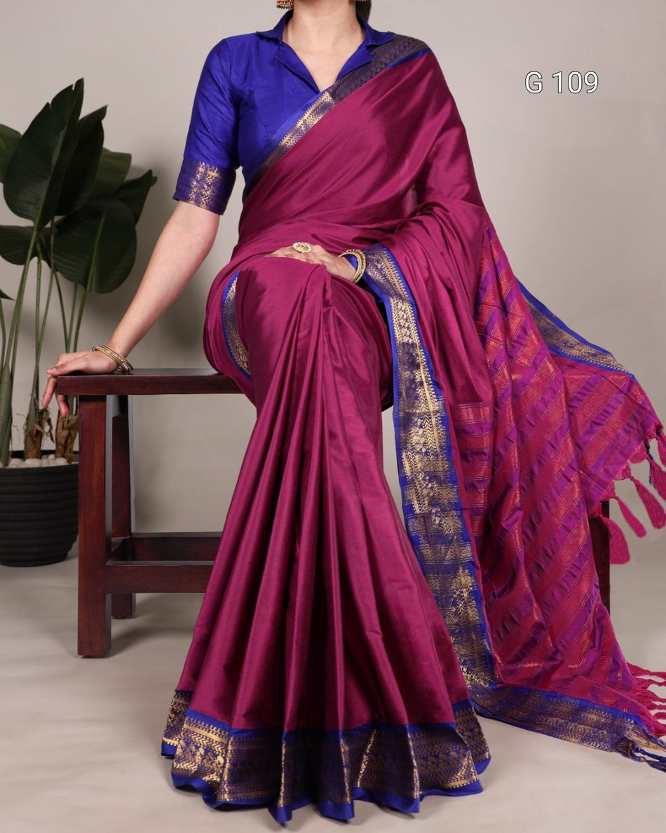 Aura Silk Saree with Zari Weaving Work – G 109 Pink