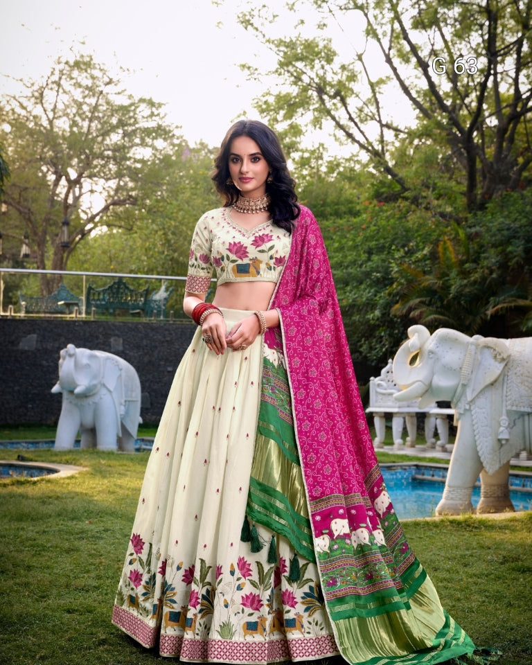 Khadi Cotton Lehenga with Sequins & Thread Embroidery – G 63 Square