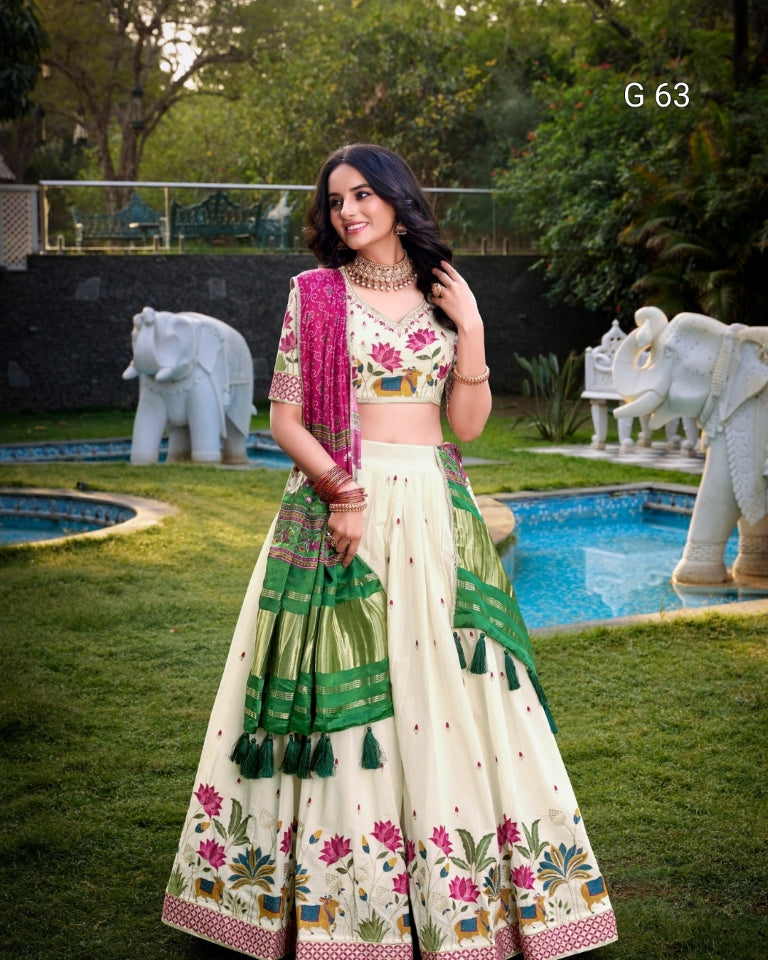 Khadi Cotton Lehenga with Sequins & Thread Embroidery – G 63 Louts